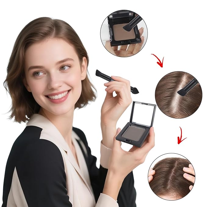 VOLLUCK Root Touch up Powder, Long-lasting Gray Hair Cover up Powder for All Hair Types, Waterproof for Women and Men (Brown, 0.42 0unce)
