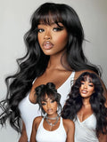 KLAIYI Pre Everything Glueless 13x4 Lace Front Wigs Human Hair Loose Body Wave Bye Bye Knots Pre Cut Lace Pre Bleached Pre Plucked 30S Ready to Wear And Go Frontal Wig with Natural Curtain Bang 18Inch