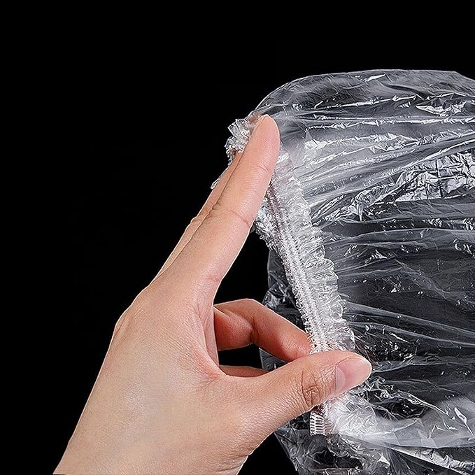 200 PCS Disposable Shower Caps – Large, Thickened & Waterproof Plastic Hair Bath Caps for Women & Men – Reusable Travel Essentials for Spa, Hotel, Salon, Home & Deep Conditioning (18.1 Inches, Clear)