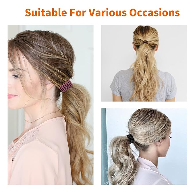 Spiral Hair Ties (Cloth Rose, 12 Pcs) - Coil Ponytail Holders for Thick & All Hair Types, No Crease Phone Cord Design