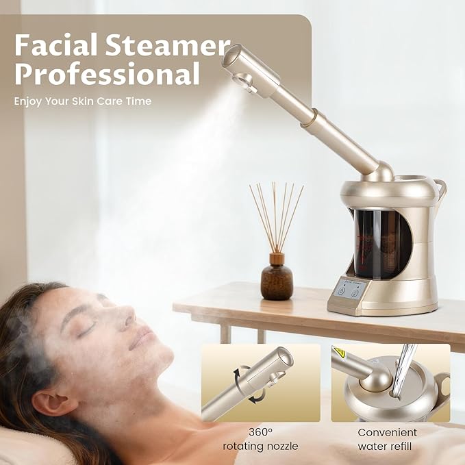 Professional Facial Steamer,Portable Type, high Water Mist Density, Face Steamer for Facial Deep Cleaning, Steamer for Facial for Personal Care or Spa, Moisturizing and Hydrating.