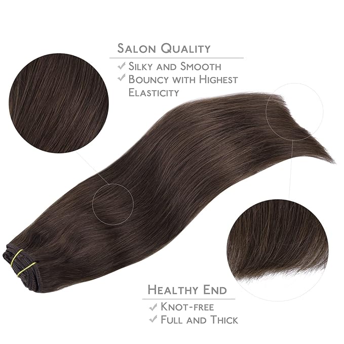 WENNALIFE Clip in Hair Extensions Real Human Hair, 20 Inch 150g 9pcs Human Hair Extensions Clip In Human Hair, Light Dark Brown Hair Extensions Clip In Real Hair Coloured Remy Human Hair Extensions