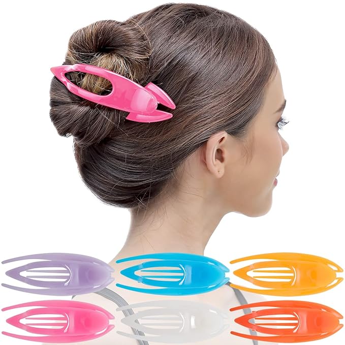 RC ROCHE 6 Pcs Flat Hair Clips Big Claw for Thick Hair French Duckbill Women No Slip Side Slide Curved Alligator Concord Strong Grip Hold Volume Lay Down Clamp, Large Jelly Candy
