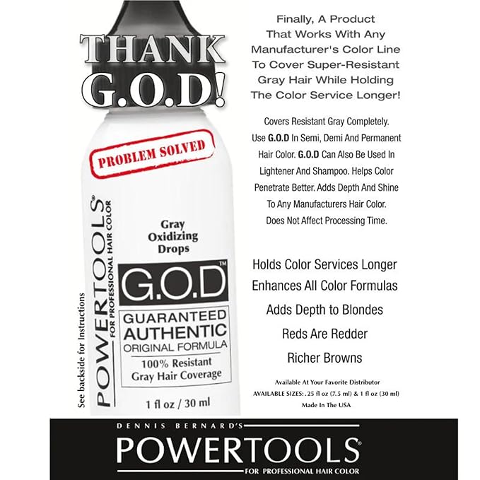 POWERTOOLS Gray Oxidizing Drops - Covers Resistant Gray Hair, Adds Depth and Shine to Any Hair Color (1 Fl Oz, Liquid, Gray, Gray)
