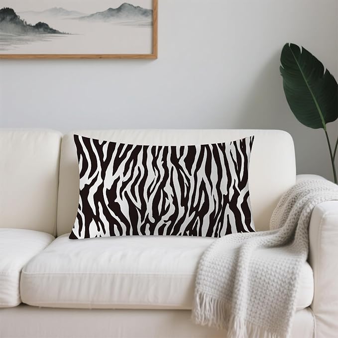 Satin Pillowcase 1 Pack-Zebra Black and White Silky Pillow Cover for Hair and Skin,King Size 20x36 Inch Soft Cooling Printed Pillow Cases with Hidden Zipper,Gifts for Women Men