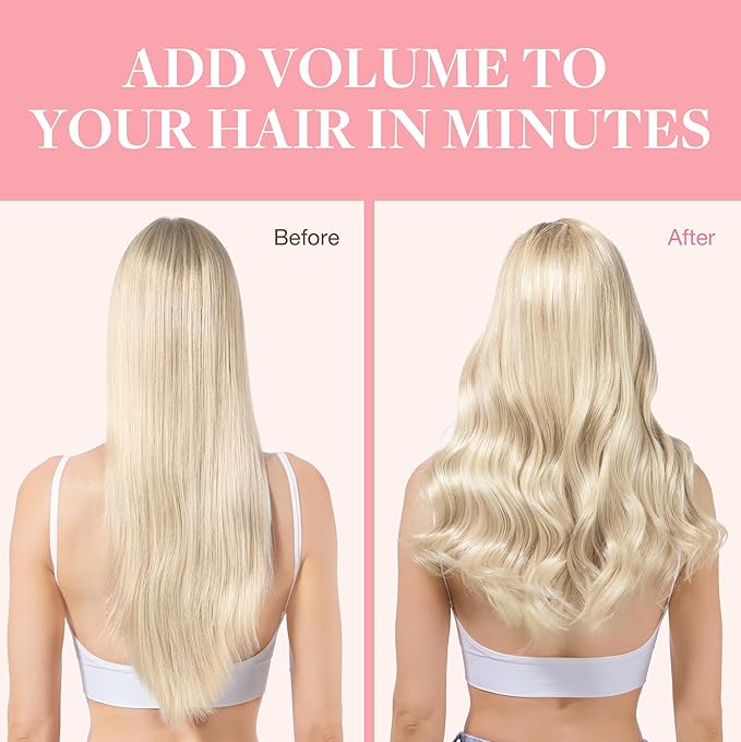 GOO GOO Clip in Hair Extensions Real Human Hair, Remy Human Hair Extensions Clip ins for Women, Natural Human Hair, 16inch 120g 7Pcs, 18A/613A Dark Blonde Highlighted Bleach Blonde