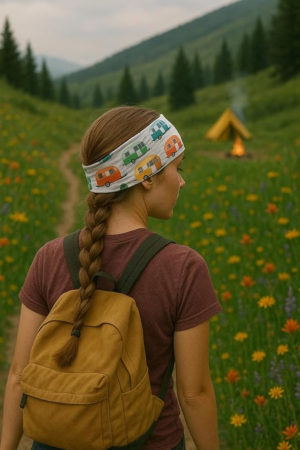 Soft Stretchy Headband, 3-in-1 Versatile Twist Style, One-Piece (Retro Camper, Adult)