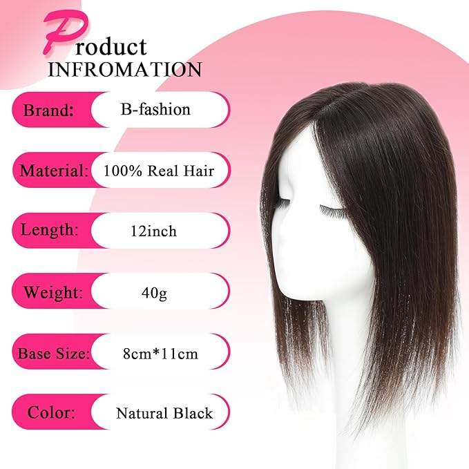 Hair Toppers for Women Real Human Hair Topper Upgrade Swiss Lace Middle Part Clip in Bangs Remy Human Hair Straight Hairpieces for Thinning Realistic Scalp 360° Cover Gray Hairy Roots Chocolate Brown