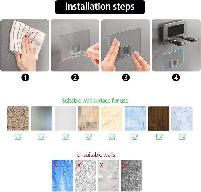 Hair Dryer Holder, Hair Dryer Holder Wall Mounted,New Upgrade Stainless Steel Self Adhesive Blow Dryer Holder Rack for Most Hair Dryers