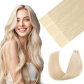 Youngsmile Injection Tape in Hair Extensions Human Hair #60 Platinum Blonde Invisi Edge Extensions 20pcs 50g 22 Inch Injected Tape in Hair Extensions Real Human Hair Tape ins (#60,22'')