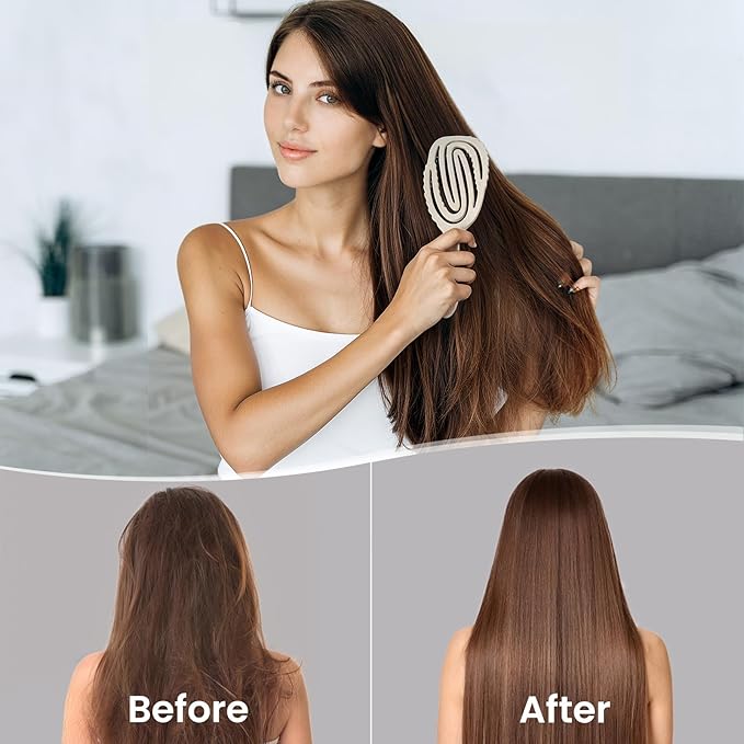 AIMIKE Hemp-Relax Detangler Hair Brush, Eco-Friendly Detangling Brush for Wavy Straight Hair, Vented Hairbrush w/Soft Bristles, Glide Through Tangles with Ease for Women, Kids, Wet & Dry Hair