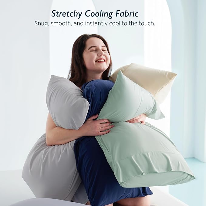 Breescape Cooling Pillow Cases Standard/Queen Size - BlendTek™ Dry & Cool Technology for Hot Sleepers and Night Sweats, 2 Pack Soft & Smooth Pillowcases for Hair & Skin Care, 20" x 30", Ivory