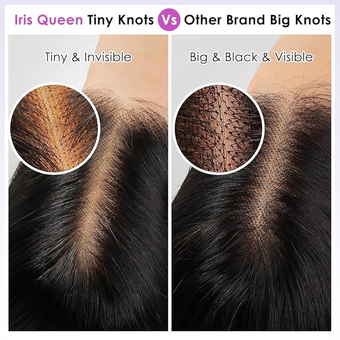 Iris Queen 13x4 Straight 220 Density Transparent Lace Front Human Hair Wigs for Black Women 12A Virgin Human Hair HD Lace Frontal Wig Pre Plucked Natural Black Color(22 inch)
