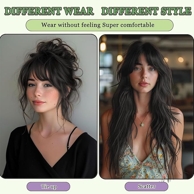 Hair Toppers for Women Real Human Hair, 360°3D Bangs Clip Human Toppers for Women with Thinning hair Realistic Scalp Line (60#, 3D Wispy Bangs(11 * 7))