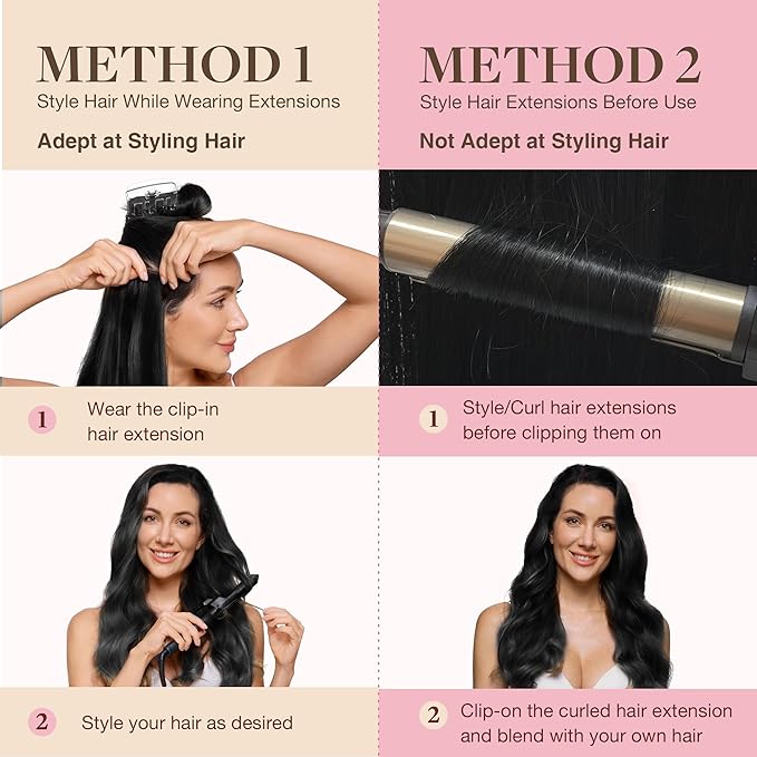 GOO GOO Clip in Hair Extensions Real Human Hair, Remy Human Hair Extensions Clip ins for Women, Natural Human Hair, 20inch 110g 7Pcs, 1B Natural black