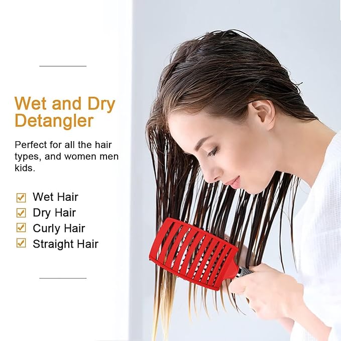 Magical Ultra Detangling Brush for Wet or Dry Hair, Detangler Brush, Fast Drying Styling Massage Hairbrush for Men, Women and Kids (Red+Black)