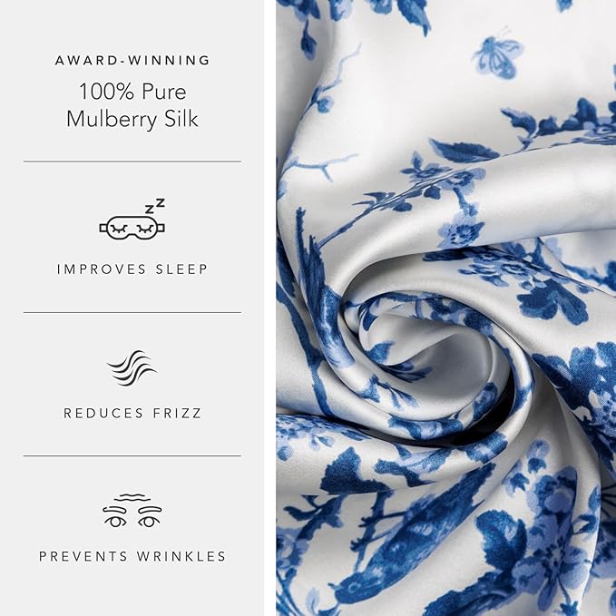 Fishers Finery 25mm 100% Pure Mulberry Silk Pillowcase 2 Pack (Tea Cup Print, Standard)