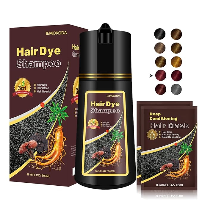 Red Hair Dye Shampoo 3 in 1, Semi-Permanent Burgundy Hair Dye, Works in Minutes, Instant Hair Color Shampoo for Women Men, Champu Para Pintar el Pelo, Champu Para Canas, Easy to Use 16.90 Fl Oz