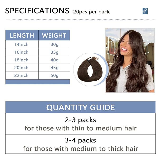 COOKAYU Invisible Tape in Human Hair Extensions, 18Inch 20pcs 40g Medium Brown Injected Tape in Hair Seamless Invisi Edge Extensions