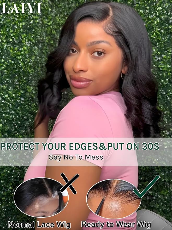 KLAIYI Light Yaki Straight Bob Loose Wave Pre Everything 13x4 Lace Front Wigs Human Hair Precut Lace Pre Plucked Bleached Glueless Wear and Go Wigs for Women Bye Bye Knots Wig Beginner Friendly 10Inch
