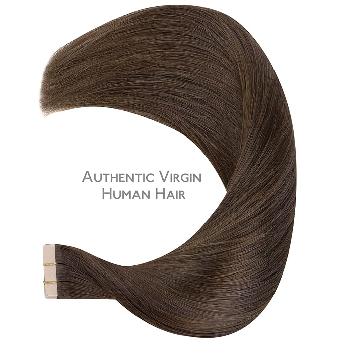 WENNALIFE Tape in Hair Extensions Human Hair Chocolate Brown Tape in Extensions, 10pcs 30g 22 inch Remy Invisible Tape Ins Straight Soft Real Human Hair Tape in Extensions Refill Set Extensions