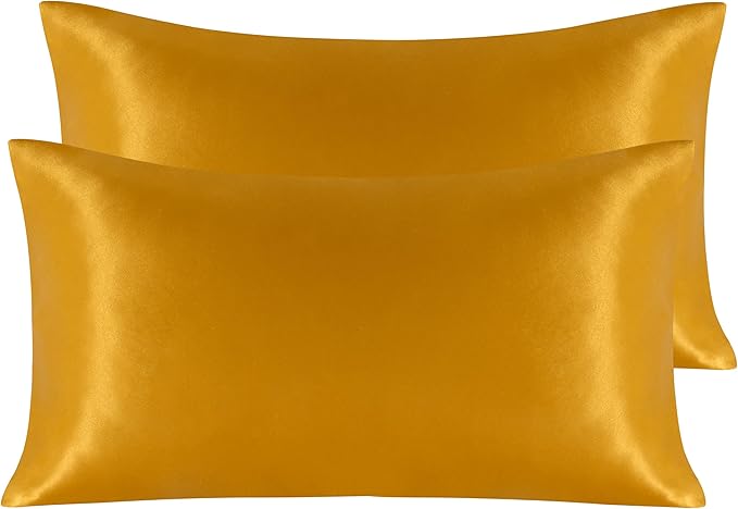 NTBAY 2 Pack Satin King Pillowcases for Hair and Skin, Luxurious and Silky Pillow Cases with Envelope Closure, 20x36 Inches, Golden Brown
