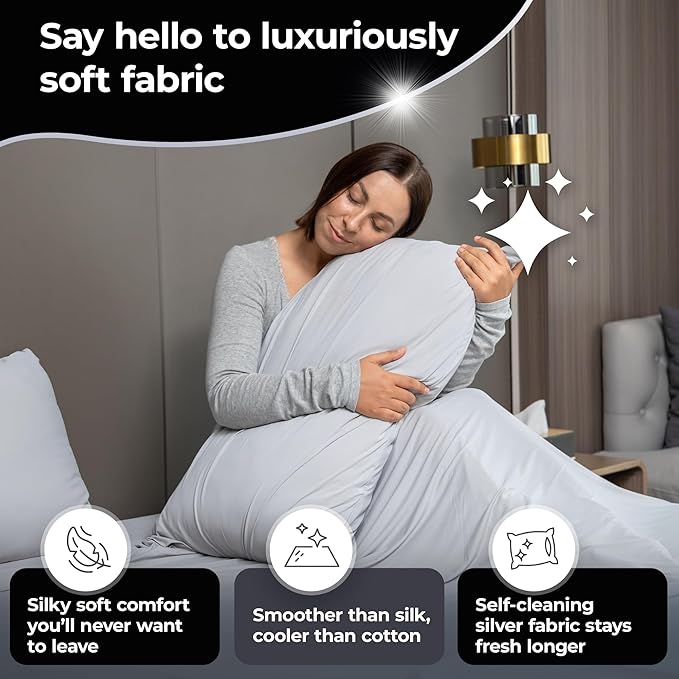 Silvery Restcool™ Silver Infused Cooling Pillowcase Set - 2 Pack Self-Cooling Pillowcases with Silvery Technology™ for Hot Sleepers & Night Sweats (Gray, Queen (U.S. Standard))