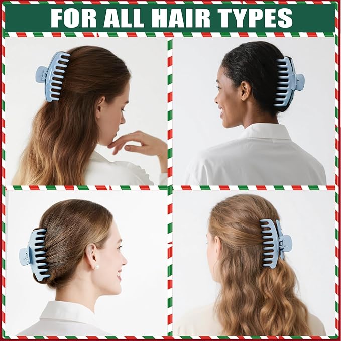 TOCESS Hair Claw Clips for Women - 8PK Large Neutral Matte Jumbo Hair Clips for Thick, Thin, Long, Short, Curly Hair Girls, Big Jaw Clip Set for Daily Use (Glacier Blue)