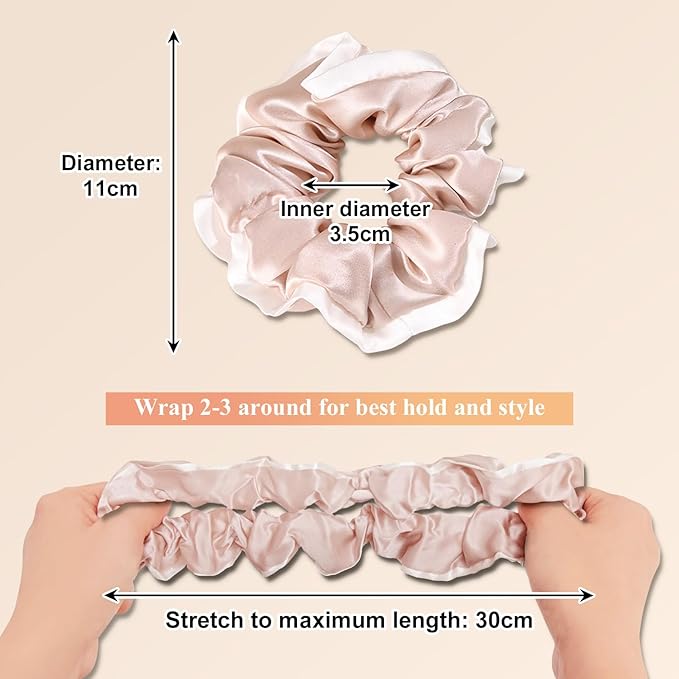 DAISYSILK Pure Mulberry Silk Hair Scrunchie for Women Gentle No-Crease Silk Hair Tie Smooth Elastic Ponytail Holder (Dusty Pink)