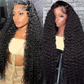 28 Inch Deep Wave Lace Front Wigs Human Hair 250% Density 13x6 HD Transparent Lace Frontal Wigs Human Hair Curly Wigs for Women Pre Plucked with Baby Hair Natural Color
