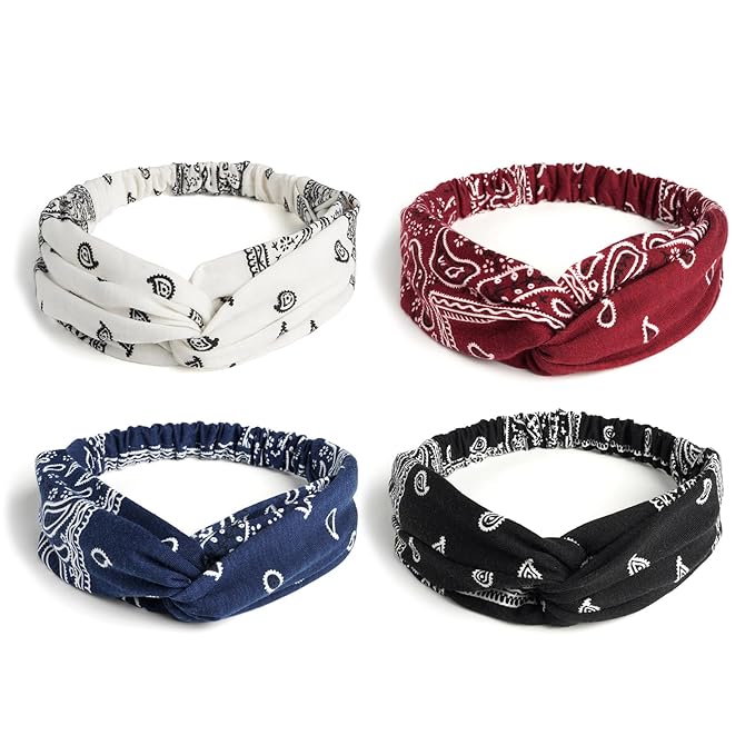 Elastic Knotted Headbands for Women Cloth Head Hair Bands for Women's Hair Non Slip Boho Wrap Twisted Hair Accessories