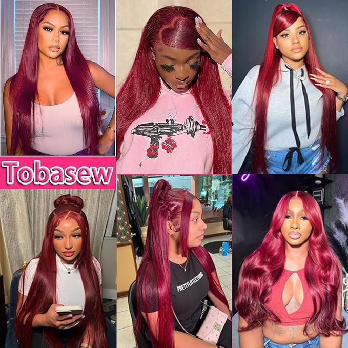 28 Inch 99J Burgundy Lace Front Wigs Human Hair 200 Density 13x6 Straight Lace Frontal Wigs Human Hair Red Wig Wine Red Lace Front Wigs Pre Plucked Glueless