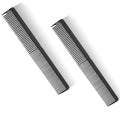 PERFEHAIR 2-Pack Professional Round Tooth Hair Cutting Comb - 7.4 Inch, Black Carbon Fiber Anti-Static & Heat Resistant, Durable Barber Combs with Fine & Wide Tooth for Precise Haircut for Men & Women