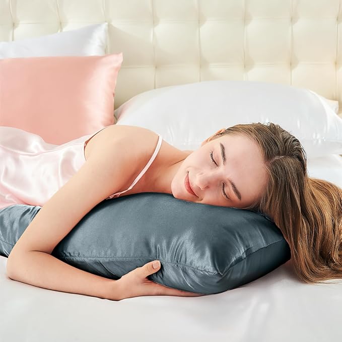 BEDELITE Satin Body Pillow Cover, Super Soft and Cooling Body Pillow Pillowcase for Hair and Skin, Breathable Silky Full Long Pillowcase Cover(20"x54", Space Grey)