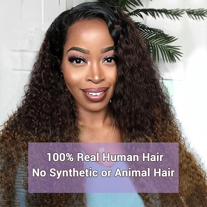 T1B/2/30 Ombre Water Wave Closure 2x6 100% Real Human Hair 20 Inch Chestnut Brown Ombre Water Wave Transparent Lace Closure