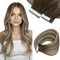 Sunny Hair Tape in Hair Extensions Human Hair,Balayage Brown with Blonde Hair Extensions Tape in 18 Inch Real Human Hair Tape in Extensions 40Pcs 100g