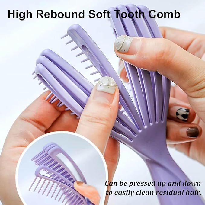 Hair Brush for Afro American/African Hair Textured Professional Curved Vented Brush Wet Dry Curly Hairbrush Detangling Massage Hairdressing Comb (Pink, Small)