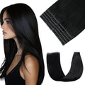 Pinkpearl Invisible Tape in Hair Extensions Human Hair, 20pcs 18inch 50g #1 Jet Black Injection Tape in Extensions Real Remy Straight Seamless Silky Human Hair Injected