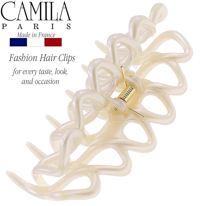 Camila Paris CP3525 French Large Hair Clips for Women Thick Hair for Long Wavy Curly Hair, Girls Hair Claw Clips Styling Big Hair Clip for Thick Hair, Strong Hold No Slip Grip Claw Clip Made in France