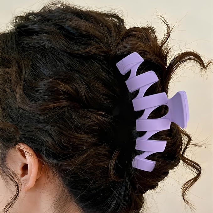 12 Pcs Claw Clips, Multi-Shapes Hair Clips for Women Girls, Non-Slip Large Jaw Claw Clips for Thick Thin Curly Hair Accessories (Purple)