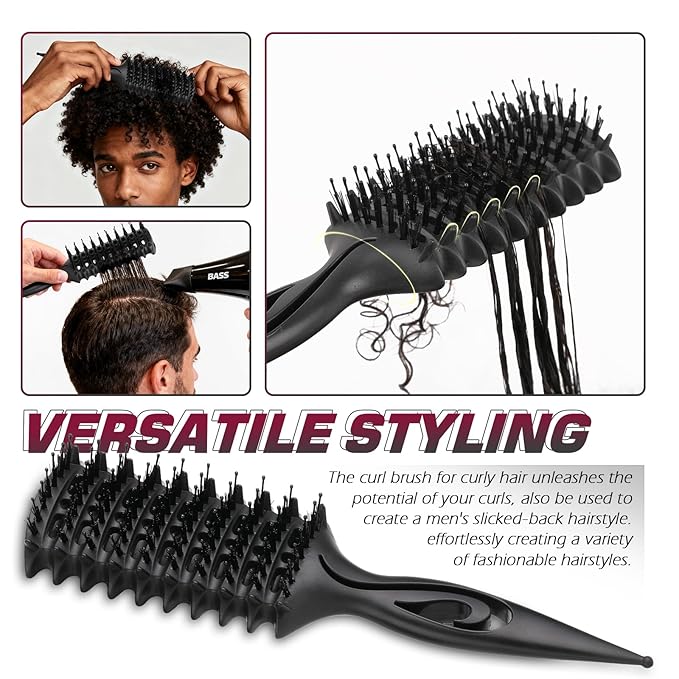 Candy Brush Curl Defining Vented Hair Brush for Effortlessly Blow Drying Detangling and Shaping and Styling, Airflow Wet Hair Brush for All Hair Types for Women and Men, Anti-Pull & Frizz, Black