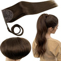 RUNATURE Human Hair Ponytail Extension Brown Straight Ponytail Hair Extensions Ponytail Extension Short Wrap Around Ponytail Human Hair Extensions Thick Pony Tails Hair Extensions 12 Inch 70g