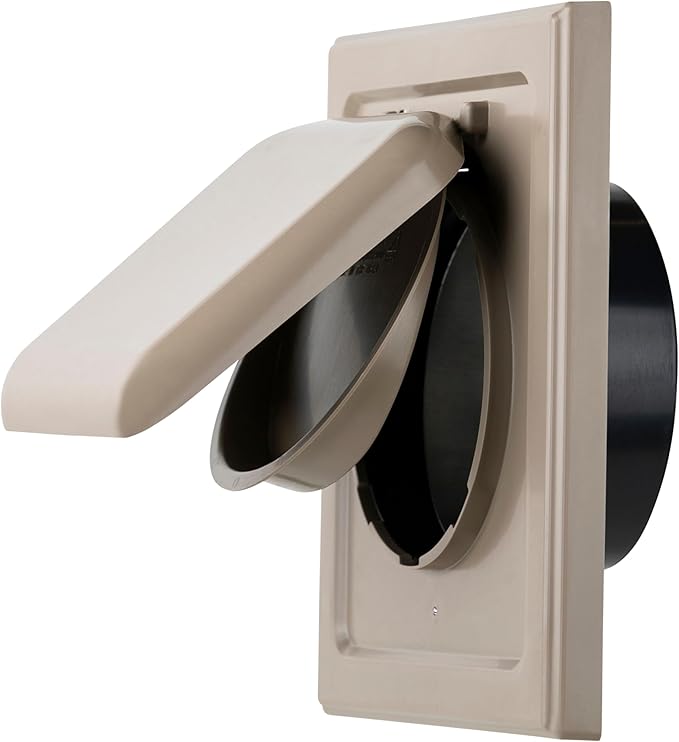 NO-PEST VENT, Exclusive Dual Door Dryer Vent Cover Outdoor 4 inch with Collar, Made in USA w Highest UV Resistant Plastic in any Outdoor Vent Cover (Wood Stock Brown, 4" Plastic WIth Collar)