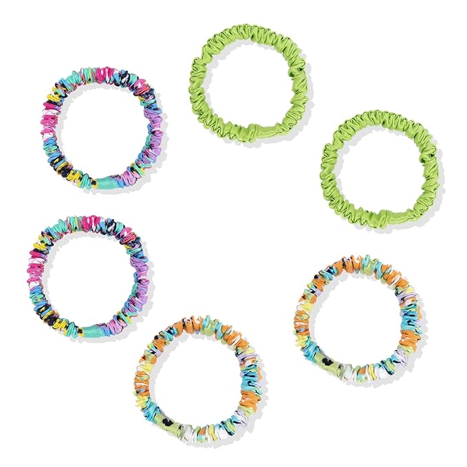6PCS 100% Pure Mulberry Silk Hair Tie,Natural Silk Hair Scrunchie Worn on Trip, Party, Daily Life and Other Occasions, Suitable for Giving Yourself, Family and Friends Hair Accessorie(Combination 4)