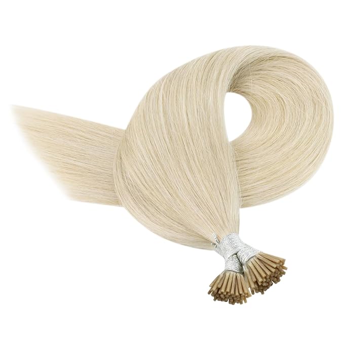 YoungSee I Tip Hair Extensions Blonde I Tips Hair Extensions Real Human Hair Platinum Blonde 22 Inch 50g I-Tips Hair Extention Natural Look 50s Cold Fusion Hair Extension