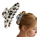 French Hair Claw Clips for Women Grils,4 Inch Strong Hold No Slip Grip Accessories Acetate Material,Not Easily Damaged,Thick or Thin Hair (White & Brown)