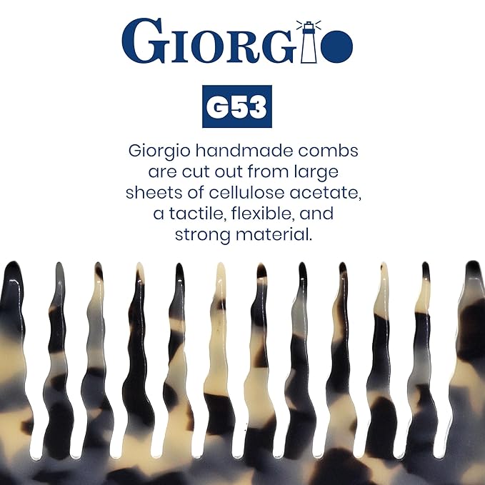 Giorgio G53 Wide Tooth Comb for Curly Hair Detangler, Wide Tooth Combs for Women with Thick Hair, Large Tooth Comb For Wet Hair and Dry, Handmade Rake Comb Detangler Saw-Cut and Hand Polished