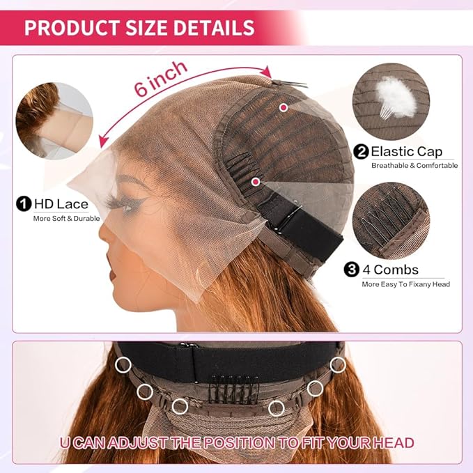 32 Inch 13x6 Lace Front Wigs Human Hair 200 Density P4/27 Highlight Ombre Body Wave HD Lace Front Wigs Human Hair Pre Plucked