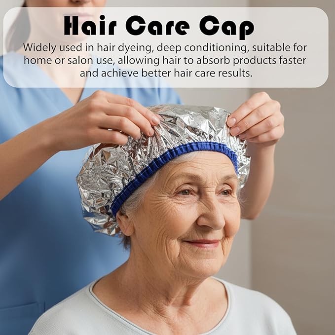 Aluminum Hair Cap Heat Cap For Deep Conditioning 3pcs Aluminum Foil Double Layer Steam Caps, Thickened Shower Cap For Hot Oil Treatment Reusable Hair Processing Caps For Home And Salon Use