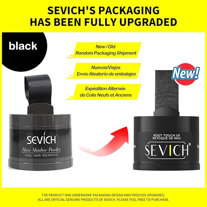 Sevich Hairline Powder - Root Touch Up Instantly Hair Color for Thinning Gray Coverage - Bald Spot Concealing Hair Powder for Women & Men - 48Hour Waterproof & Sweatproof - Black